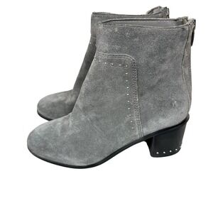 Marc Fisher Umala Ankle Boots Women 6.5M Grey Suede Good Studded Block Heel